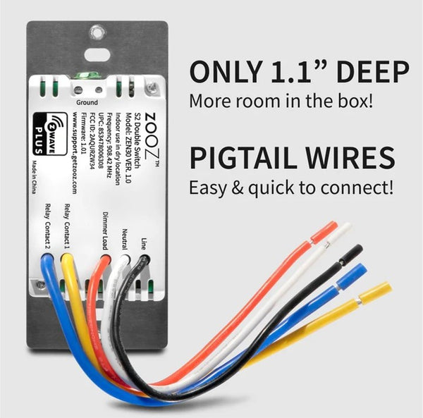 ZOOZ ZEN30 Z-WAVE PLUS S2 DOUBLE SWITCH VER. 3.0 (WHITE) FOR
