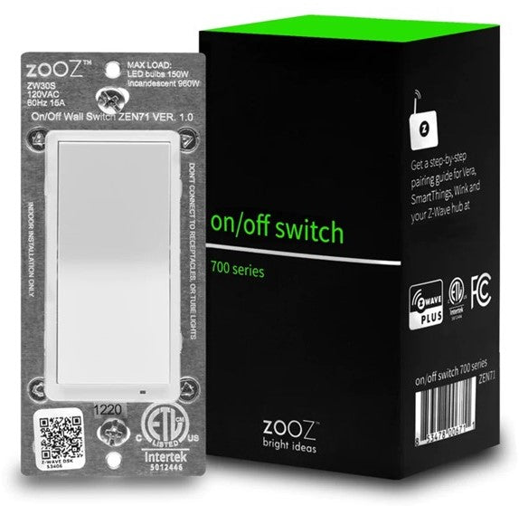 ZOOZ 800 SERIES Z-WAVE LONG RANGE ON / OFF LIGHT SWITCH ZEN71 800LR ...